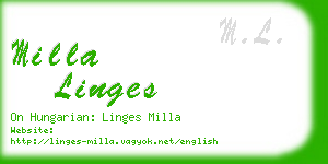 milla linges business card